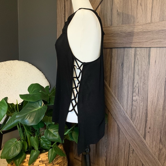 Lush Black Tank Top with side cut-outs, Small - Picture 2 of 6